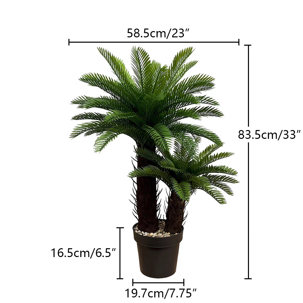 Coconut Palm Artificial Plant With Black Plastic Pot