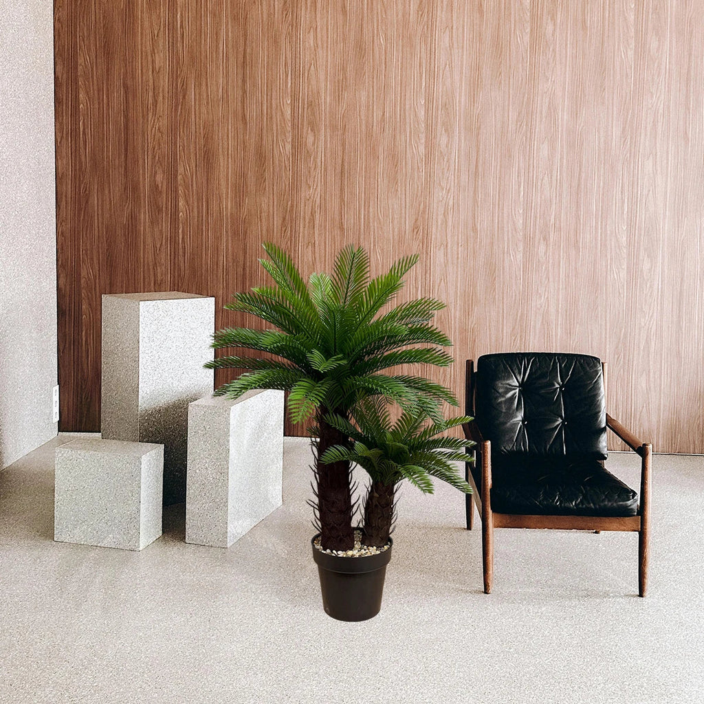 Coconut Palm Artificial Plant With Black Plastic Pot